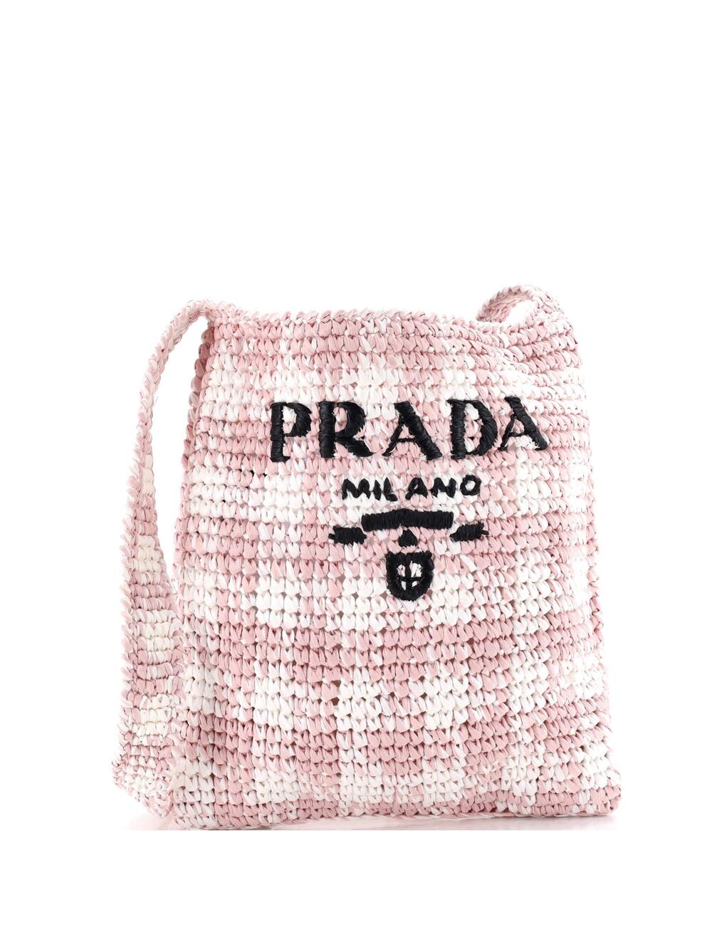 Prada Logo Messenger Bag Printed Raffia #280902P12B